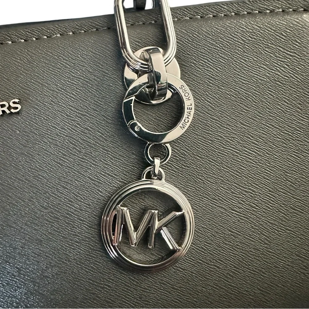 Michael Kors Cynthia Small Satchel Slate Leather NWT Silver Hardware Great Gift!